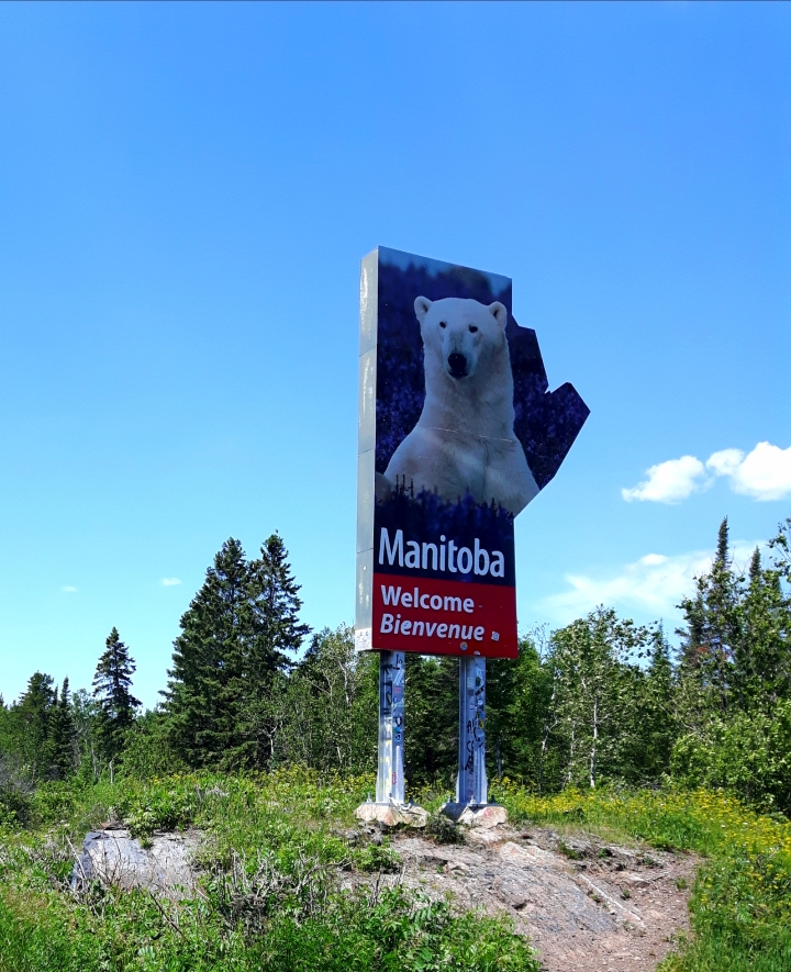 Roadside attractions on the TransCanada Highway - Manitoba Welcome Sign