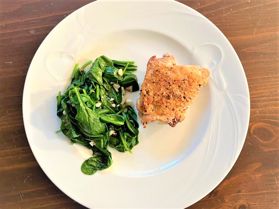 Chicken thighs and spinach